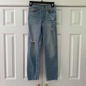 Levi’s Blue Wedgie Straight Leg Distressed Jeans